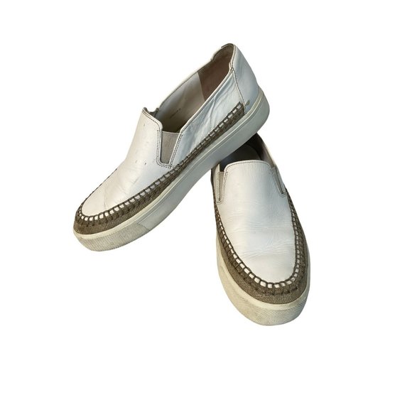 Vince Bates Espadrille Skate Sneakers White Burlap Size 36/6 - Picture 2 of 7